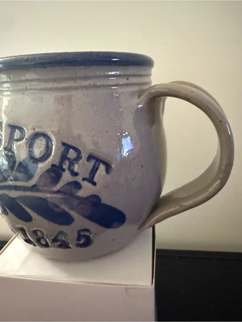 Blue & Cream Stoneware Mug -